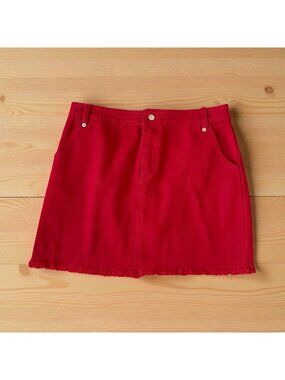 THE IMPECCABLE PIG Red Denim Skirt Size Large